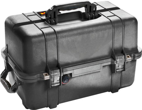 The 1460 Protector Case is a black hard plastic case featuring a top handle, secure latches, reinforced edges, and a watertight design for ultimate protection.