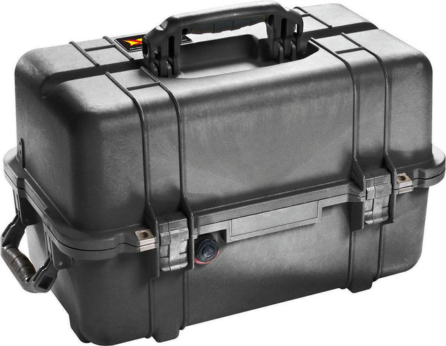 The 1460 Protector Case is a black hard plastic case featuring a top handle, secure latches, reinforced edges, and a watertight design for ultimate protection.