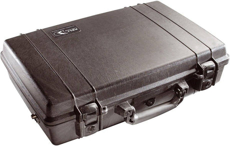 A closed, hard-shell black 1490 Protector Laptop Case with handle and latches sits on a white background—ideal for rugged, top-tier protection of your equipment.