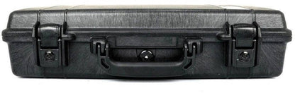 The 1490 Protector Laptop Case, shown closed in black with two latches and a central handle, is a rugged equipment case designed for secure, reliable protection, viewed from the front.