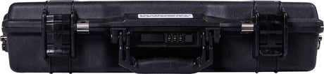 The black 1495CC1 Protector Laptop Case has a hard shell, handle, two latches, and a front combination lock—ideal as a watertight laptop case or crushproof protection for your valuables.