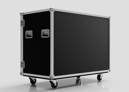 The 15 Way Euro Crate Case is a large black rectangular case with metal edges, handles, and four caster wheels, designed for high load capacity and photographed against a plain light background.