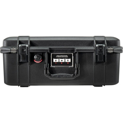 The 1506 Air Case is a black, lightweight protective case with a handle, two latches, and a front combination lock. Part of the PELI Air Long/Deep Series, it's waterproof to keep your valuables safe and dry.