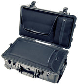 The 1510LOC Protector Laptop Case, shown open and empty on a white background, features mesh pockets and lid compartments. This crushproof case ensures reliable protection for your gear.