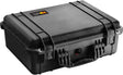 The 1520EU Protector Case is a closed, black, crushproof case with a hard-shell design, handle, secure latches, and a top-corner label—perfect for keeping your valuables protected.