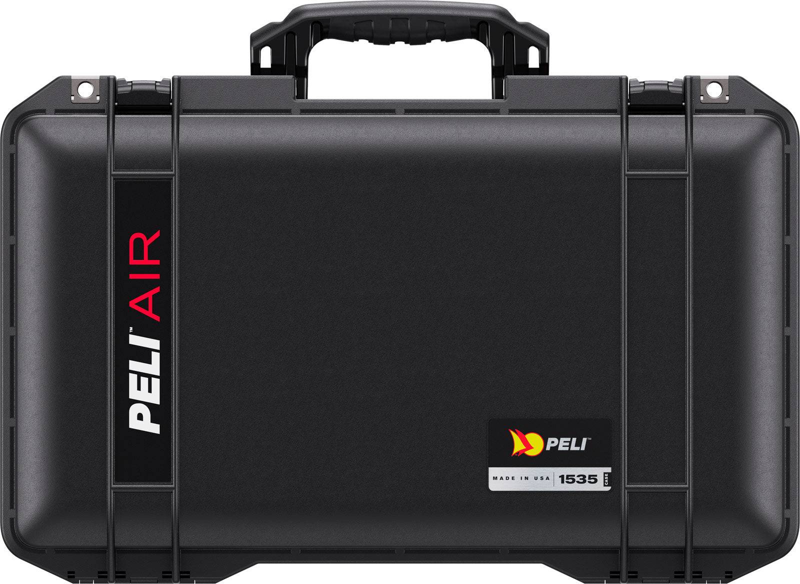 Black hard-shell 1535 Air Case, lightweight with handle, featuring Peli Air branding and logo on the front.