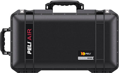 The 1556 Air Case is a black waterproof protective case from the PELI Air Long/Deep Series, featuring top and side handles, PELI AIR labeling, and the PELI logo on the front.