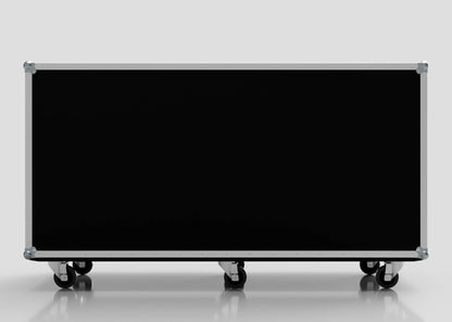 The 16 Way Euro Crate Case is a large, rectangular black equipment case with metal edges and four caster wheels, designed for high load capacity, shown against a plain white background.