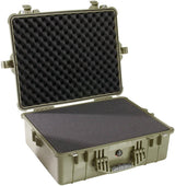 The 1600EU Protector Case, a hard-shell, crushproof case with a foam-padded interior, is displayed open on a white background.