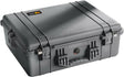 The 1600EU Protector Case is a large black crushproof case with a sturdy handle, secure latches, and reinforced edges, ideal for safely transporting sensitive equipment and ensuring maximum protection.