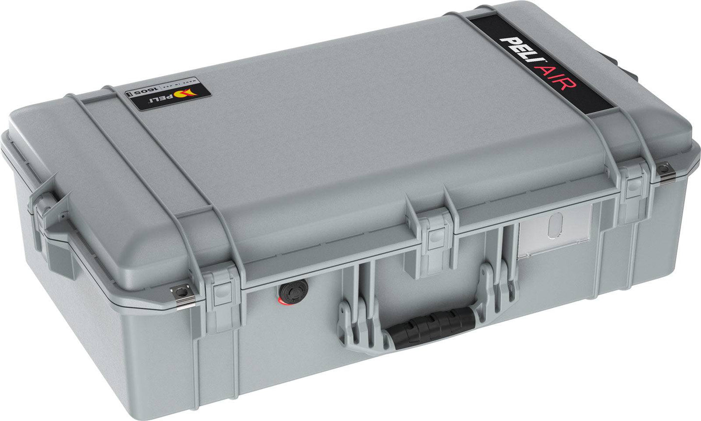 A closed, light gray 1605 Air Case with side latches and a black handle, designed for protecting and transporting equipment.