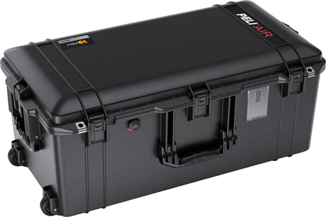 The 1626 Air Case is a black hard-shell lightweight polymer case featuring secure latches, a side handle, wheels, and a small rectangular label holder on the right side.