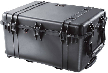The 1630 Protector Transport Case is a large, hard-shell black case with reinforced corners, secure latches, and a side handle on a white background—engineered to be watertight and crushproof for superior protection.