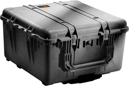 The 1640 Protector Transport Case is a rugged black case with sturdy latches, a handle, and a small lid label, offering reliable crushproof protection for your gear.