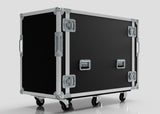 A 16U x 1032mm Suspended Shock Mounted Data Server Rack in black, featuring metal edges, corner guards, latches, handles, and four caster wheels. Its external dimensions are precisely built to meet your specific requirements.