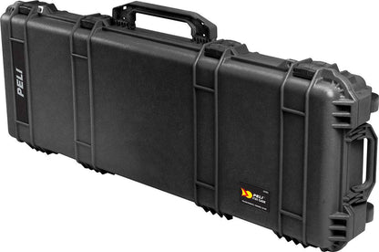 The black PELI 1720 Protector Long Case features reinforced corners, top and side handles, and secure latches—perfect for protecting your equipment.