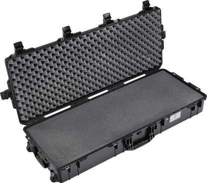 A black 1745 Air Case is open, showing foam padding in both the lid and base for protective, waterproof storage.