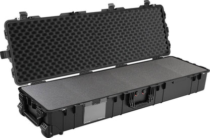 The 1770 Protector Long Case, shown open in black with foam padding, features secure latches and an empty interior, providing reliable watertight protection.