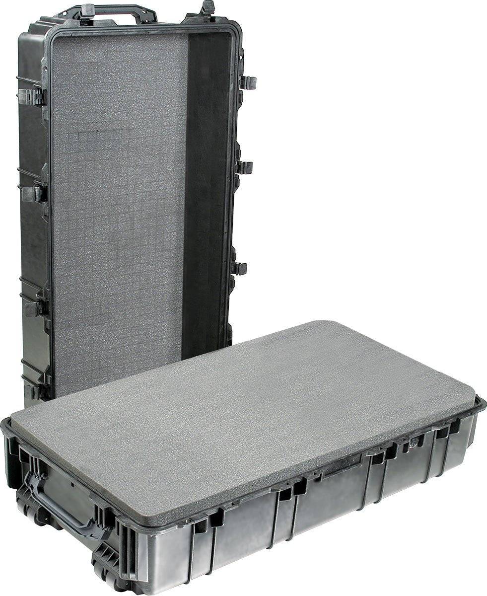 An open 1780 Protector Transport Case is shown, featuring a large, hard plastic exterior and foam padding inside that offers a crushproof, protective interior.