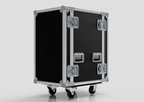 The 17U Standard Rack Case, made from European Birch plywood in black and silver, features metal edges, corner protectors, and robust handles, shown against a plain light background.