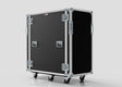 A 24U x 1032mm Suspended Shock Mounted Data Server Rack with metal edges, latches, handles, and four caster wheels is set against a plain light background.