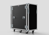 A 24U x 1032mm Suspended Shock Mounted Data Server Rack with metal edges, latches, handles, and four caster wheels is set against a plain light background.