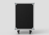 The 26U Foam Shock Mounted 19" Rack Case, made of European birch plywood with reinforced metal corners and four wheels, stands upright against a plain white background, providing superior equipment protection.