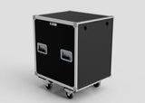 The 26U Slam Rack Case is a black rectangular equipment case with metal edges, two side handles, and four caster wheels, shown against a plain light background.