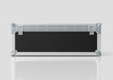 The 27" iMac Case is a rectangular black and silver hard case with metal edges, reinforced corners, and latch closures, measuring 745 x 600 x 273 mm, displayed on a reflective white surface.