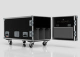 The 3 Way COLORado PXL Curve 12 Case is a large black wheeled case with padded interior compartments and a labeled accessories pocket inside the lid. Its external dimensions are 1220 x 600 x 661 mm.