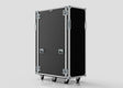 A large black 36U x 1032mm Suspended Shock Mounted Data Server Rack with metal edges, handles, and four caster wheels stands upright on a light gray background, with external dimensions of 1067 x 650 x 1732 mm.