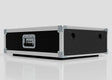 The 3U Shock Mount Slam Rack Case, featuring a black and silver design with metal corners and hardware, is shown closed on a plain light background.