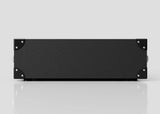 The 3U Lite Guard™ Standard Rack Case, a lightweight HDPE 19-inch rack in black with metal corner protectors and side handles, provides durable equipment protection and is shown against a plain light gray background.