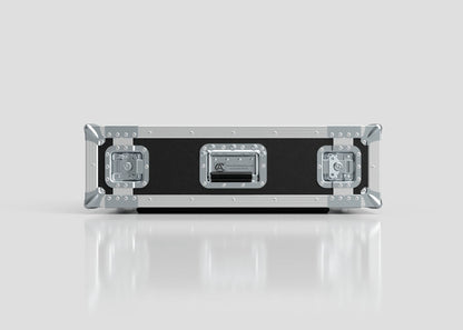 The 3U Suspended Shock Mounted Rack Case features a black and silver design with metal-reinforced edges and handle, plus suspended shock-mounted racks for extra protection, shown against a plain light background.