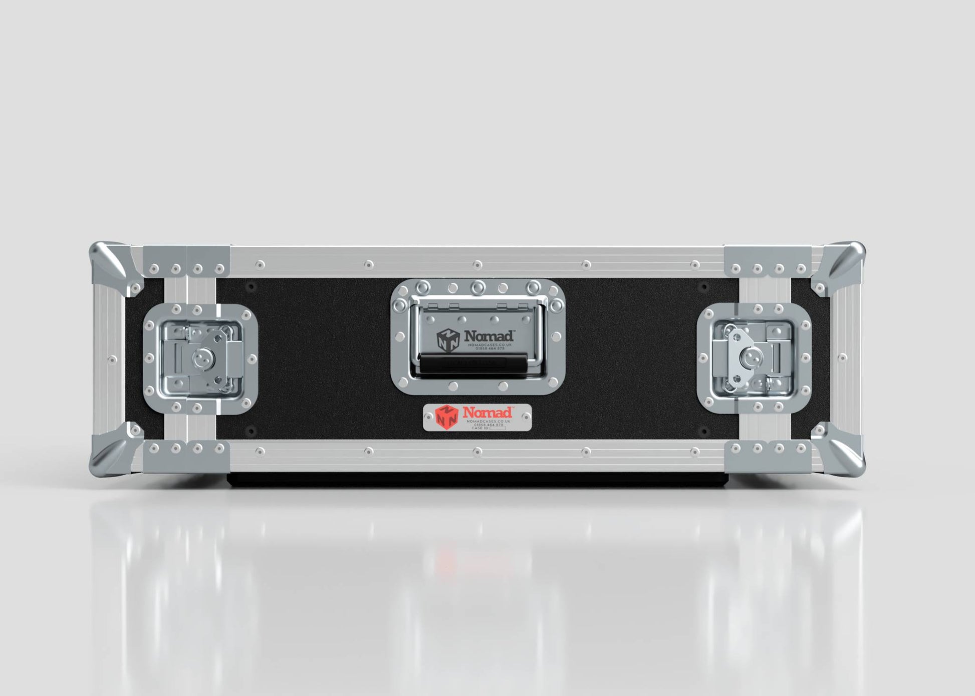The 4U Standard Rack Case is a black and silver hard protective case with metal reinforcements, latches, and a handle—perfect for securely transporting your equipment rack.