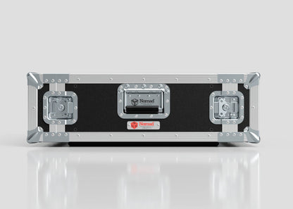The 4U Standard Rack Case is a black and silver hard protective case with metal reinforcements, latches, and a handle—perfect for securely transporting your equipment rack.
