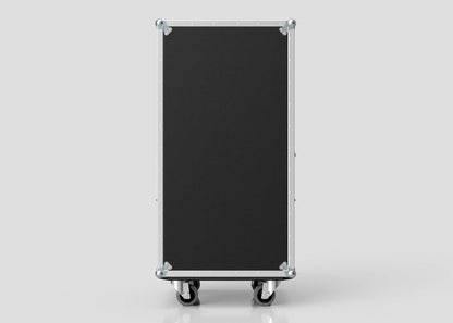 The 5 Drawer Production Case, a large black rectangular equipment case with metal edges, four caster wheels, and dimensions of 644x616x1325, stands upright against a plain light background.