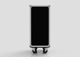 The 5 Way Euro Crate Case is a black rectangular storage case with metal edges and corners on four caster wheels—perfect for secure, organized Euro crate transport.