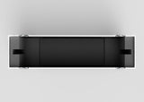 Top view of an empty 50" Single Screen Case—rectangular, black, foam-lined, with metal edges and latches on both ends.