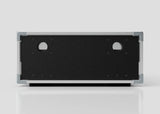The 5U Slam Rack Case is a rectangular black electronic enclosure with a flat front panel, two circular holes, and metallic corner protectors, displayed against a plain light background.