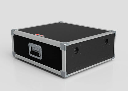 The 5U Slam Rack Case is a black and silver hard protective equipment case with a metal handle and reinforced corners, shown on a white surface.