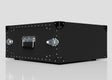 A 5U Lite Guard™ Standard Rack Case—a black, rectangular, lightweight HDPE 19-inch flight case with silver corners, rivets, handle, and latches—rests on a reflective surface against a plain light background.