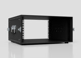 The 5U Lite Guard™ Standard Rack Case, a lightweight HDPE 19-inch rack in black with side handles and open front and back, is displayed on a reflective surface against a light gray background.