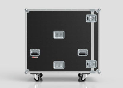The 6 Way COLORado PXL Curve 12 Case is a black box with silver hardware and external dimensions of 1220 x 600 x 1169 mm.