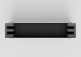 Top-down view of an empty 65" Double Screen Case, rectangular with black foam lining, reinforced corners, and silver edges, displayed on a light grey background.