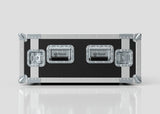 A 6U Foam Shock Mounted 19" Rack Case in black and silver with metal reinforcements and three latches featuring the Nomad logo, displayed against a plain light background.