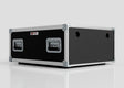 The 6U Shock Mount Slam Rack Case is a black and silver hard case with metal reinforced corners, two handles, and two circular openings on one side, shown on a white surface.