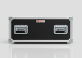 The 6U Shock Mount Slam Rack Case is a black and silver hard case with metal edges, two handles featuring Nomad branding, and a red label on the front.