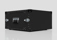 A 6U Lite Guard™ Standard Rack Case | Lightweight HDPE 19-Inch Rack with silver corner reinforcements, latches, and handle rests on a light surface. Made from impact-resistant HDPE, it provides robust protection for your equipment.