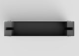 Top-down view of an empty 70" Single Screen Case, a rectangular metal case with a black interior and silver edges, set against a plain light background.